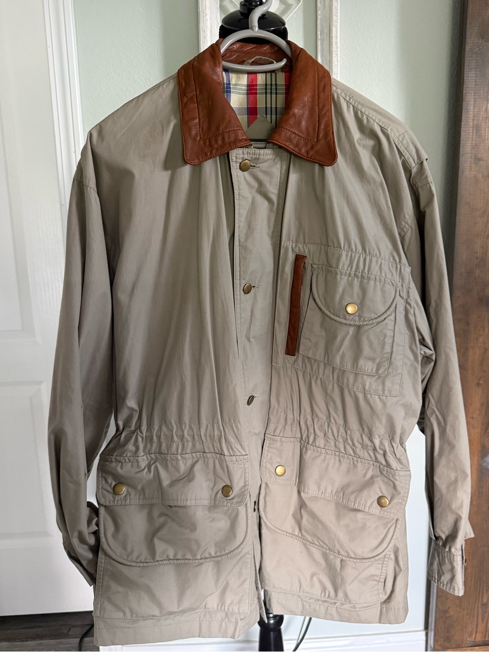 Gant Field Jacket with Brown Leather Collar